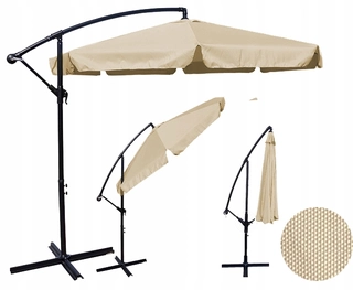 Záhradný slnečník - Rozložiteľný dáždnik s ramenom, 350 x 250 cm, béžový